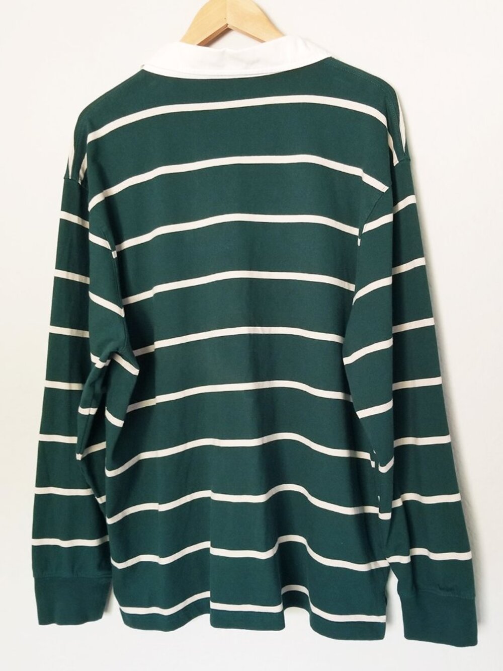 J. Crew Men XXL Striped Rugby Shirt Long Sleeve Forest Green Preppy 100% Cotton - Picture 3 of 13